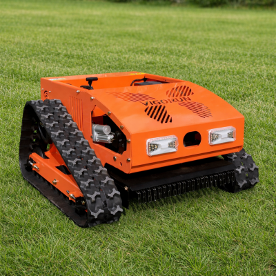 VIGORUN VTC550-90 Cortacésped de control remoto industrial con motor de gasolina monocilíndrico de 224cc de 4 tiempos y tracción eléctrica sin escobillas