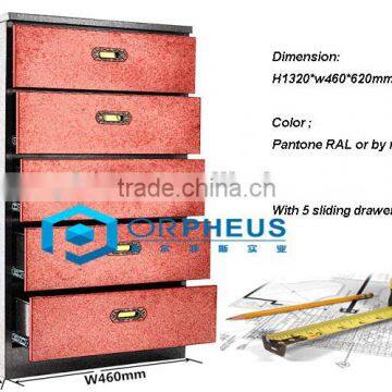 Custom-defined Livingroom Nightstand Elegant Cinese Red Steel Drawer Cabinet Half Height Storage Cabinet photo-5