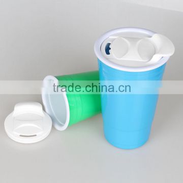 2015 newly Double Wall colorful BPA free PP Plastic Coffee Cup with Lid