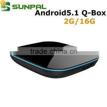 ddr3 2gb ram 16gb flash best android tv box Q BOX S905 Amlogic Gigabit 1000M Lan Kodi tv box hot selling