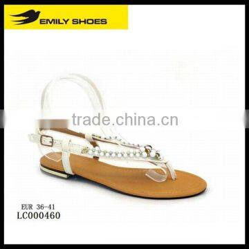 Lady's round bead toe-post sandal