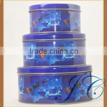 Different sizes Christmas santa round biscuit & cookie tin box for gift