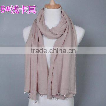 New Design Plain Blank Solid Color Cotton Ladies Fashion Scarves With Pendant photo-2