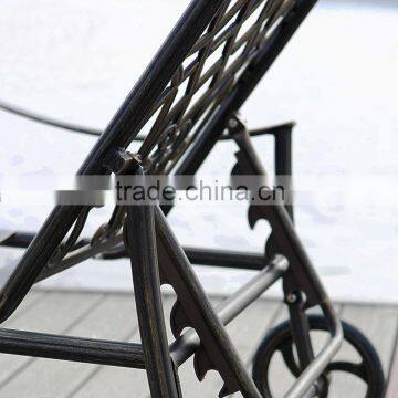 Outdoor Classic Beach Lounge Design Sofa Hollow Cast Aluminum Chaise Lounge Sofa photo-3