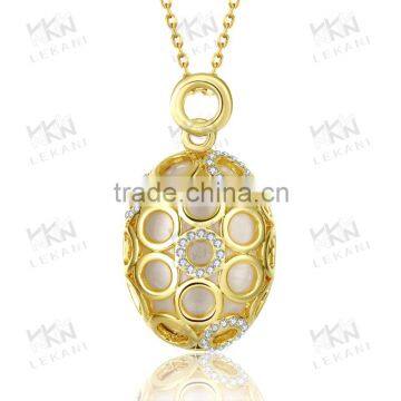 18k golden plated water drops link chain necklace elliptical zircon