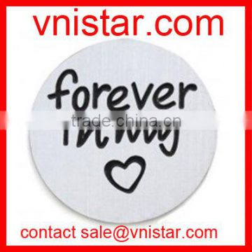 Vnistar 22mm forever in my heart stainless floating memory charm plate AC507