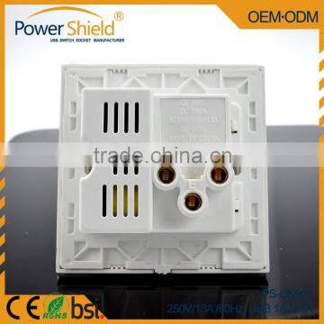 Glass Panel Britian Type G Power Adapter With Dual USB Outlet Wall Socket 230V 13A photo-2