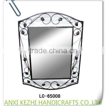 LC-65008 Decorative Wrought Metal Iron Wall Mirror with Leaves