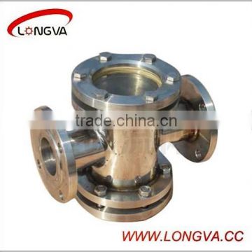 Sanitary Stainless steel flanged four-way sight glass