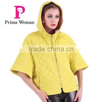 New Product 2016 Factory Price Polyester Cotton Fabric Spring Short Bat Coat Women With Hat photo-4