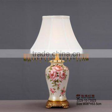 white fabric lampshade with hand ceramic