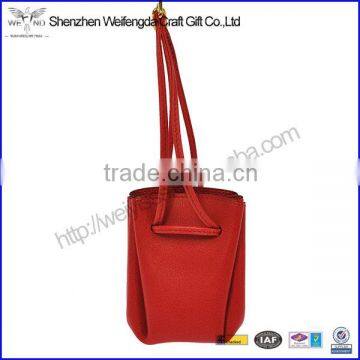 Fashionable red vintage drawstring pouch hand bag for women