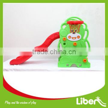 Small Cute Animal Bear Plastic Slide with Basketball Hoop LE.HT.003