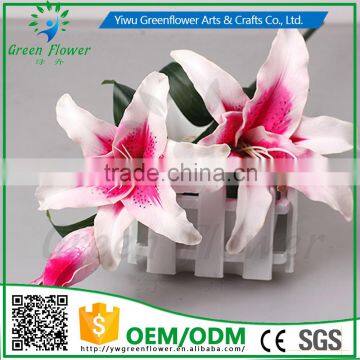 2016 Wholesale 3 Heads Latex Artificial PU Flowers Lily Real Touch Bouquet Wedding Bridal Decor Display Flower photo-4