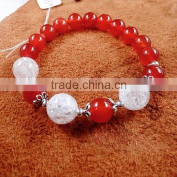 Nature red agate and craked crystal Beads Bracelet designed charm