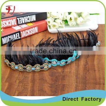 crochet feathered peacock feather headband