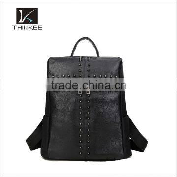 China suppliers wholesale custom black rivet leather bags backpacks