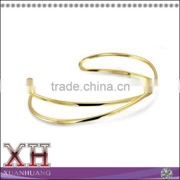 XH Modern 925 Silver X Gold Plated Thin Stackable Bangle Bracelet