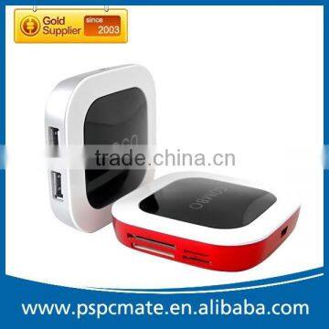 2 in 1 Newest Combo Card Reader with Usb Hub with Laser Logo Shinning Logo