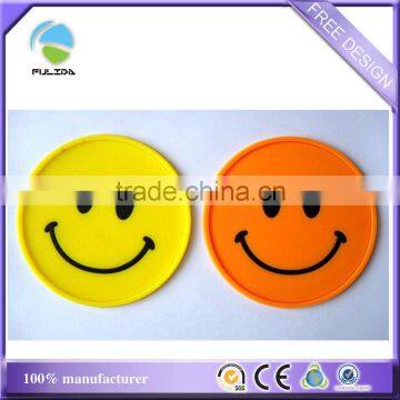 Small Quantity Smiley Face Soft Rubber Insulation Pad Coaster