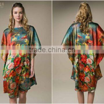 batwing 2016 casual floral digital printing one size kaftan silk dress