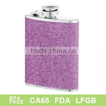 fashion stainless steel hip flask with purple