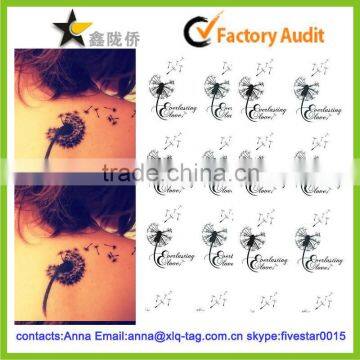 2014 Natural fashion custom dandelion tattoo sticker