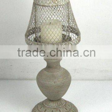 metal candle holder w/wire lamped cover