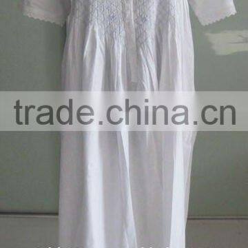 Factory Price White Cotton Nightgown