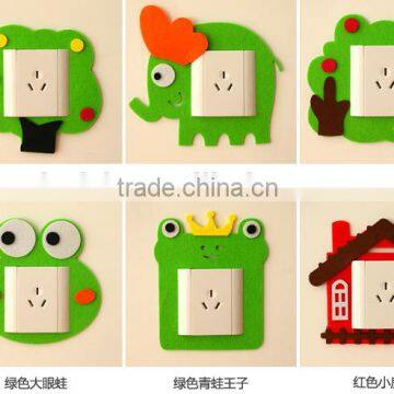 Funny cartoon felt switch sticker for home decroation