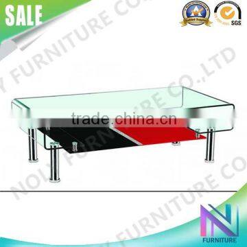 High Quality CT-088 Bent tempered glass square Corner coffee table with 4 supports