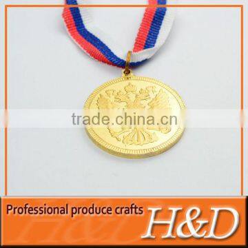 shiny gold olympic metal with customized medal lanyard