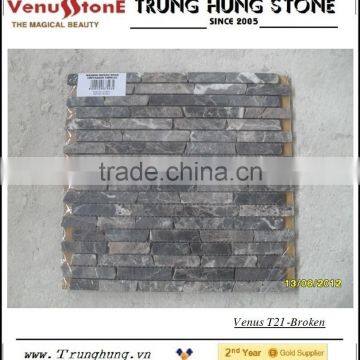 Dark Emperador Broken Edge Marble Mosaic Tiles photo-4