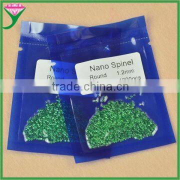 china gemstone factory 1.2mm round synthetic green nano gems