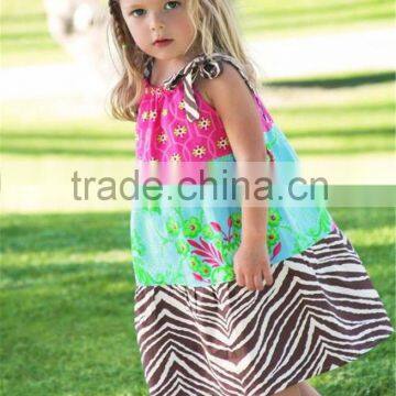 2017 new arriving infant girl chevron floral dress for wholesale