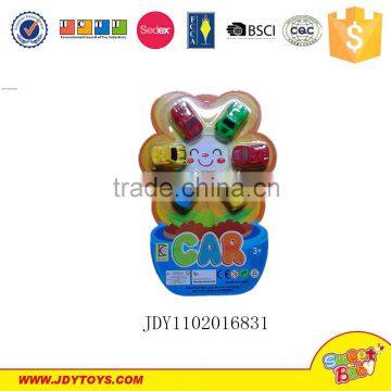 Promotional cartoon model pull back type plastic car toy