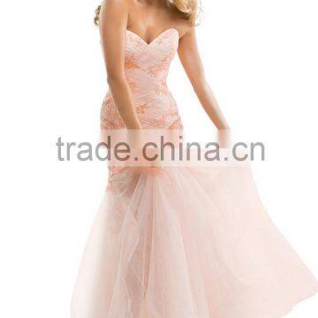 Best selling Charming Elegant Sweetheart Appliques Ruched Tulle Prom Party Evening Dress HA-071