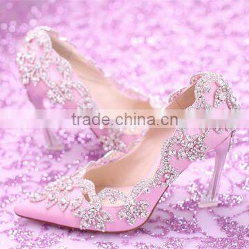 OW22 Beautiful Diamond Crystal Decor Evening High-heeled Party Wear Dress Shoes for Women photo-2