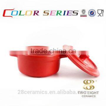 Wholesale housewares, italian tableware red ceramic soup pot with cover