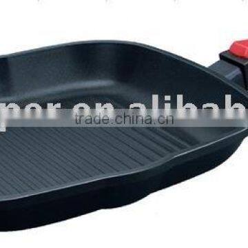 Die-casting aluminium detachable handle grill pan