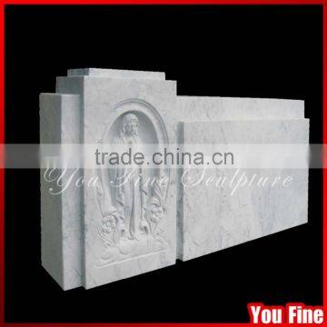 Custom Made Virgin Mary White Marble Gravestone