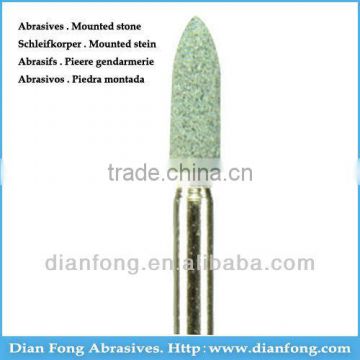 G-16 HP Shank Bullet Shaped Silicone Carbide Maded Medium Grit Green Mounted Stone Types Of Grinding Burs