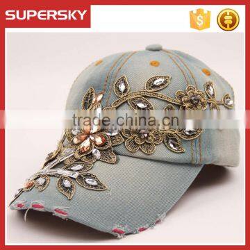 A-1354 Baseball Cowboys Bling Hat Lady Distressed Baseball Cap Bling Baseball Women Hat