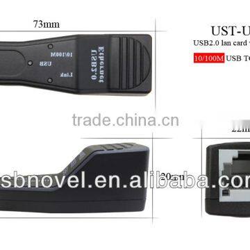 Blak High Speed 480Mbps USB2.0 Lan Card With Cable,with Led Light photo-4
