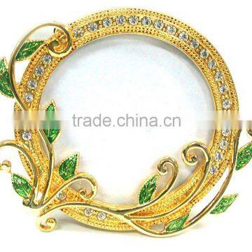 2012 metal rhinestones funny photo frames,Decorated with Beautiful flower, Made of Alloy