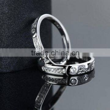 2015 fashion love letter engraved silver couple wedding rings