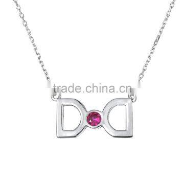 Pink zircon design 925 sterling silver lucky double horseshoe necklace