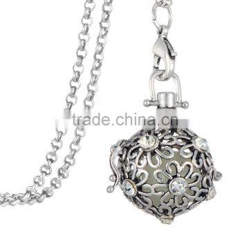 Crystal Aromatherapy Essential Oil with Light Ball Diffuser Necklace Locket Pendant