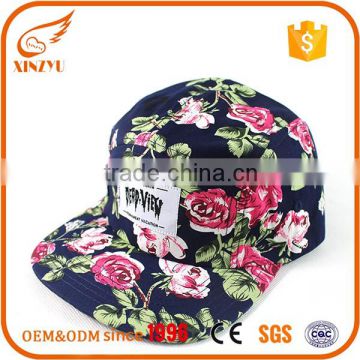 High quality custom blank flat brim 5 panel snapback cap/hat