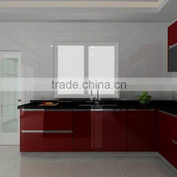 Red Lacquer High Gloss Cupboard MDF Wooden Kitchen Cabinet photo-4